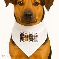 Dachshund Christmas Dog Lover Family USA-Made Doggie Bandana thumb 1