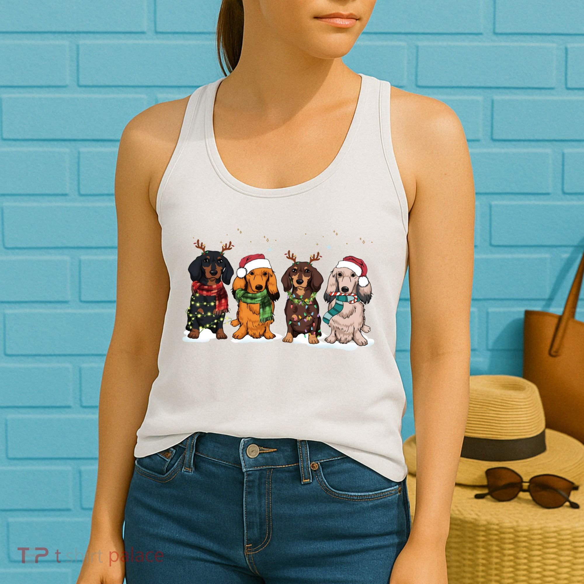 Dachshund Christmas Dog Lover Family Women's Tank Top