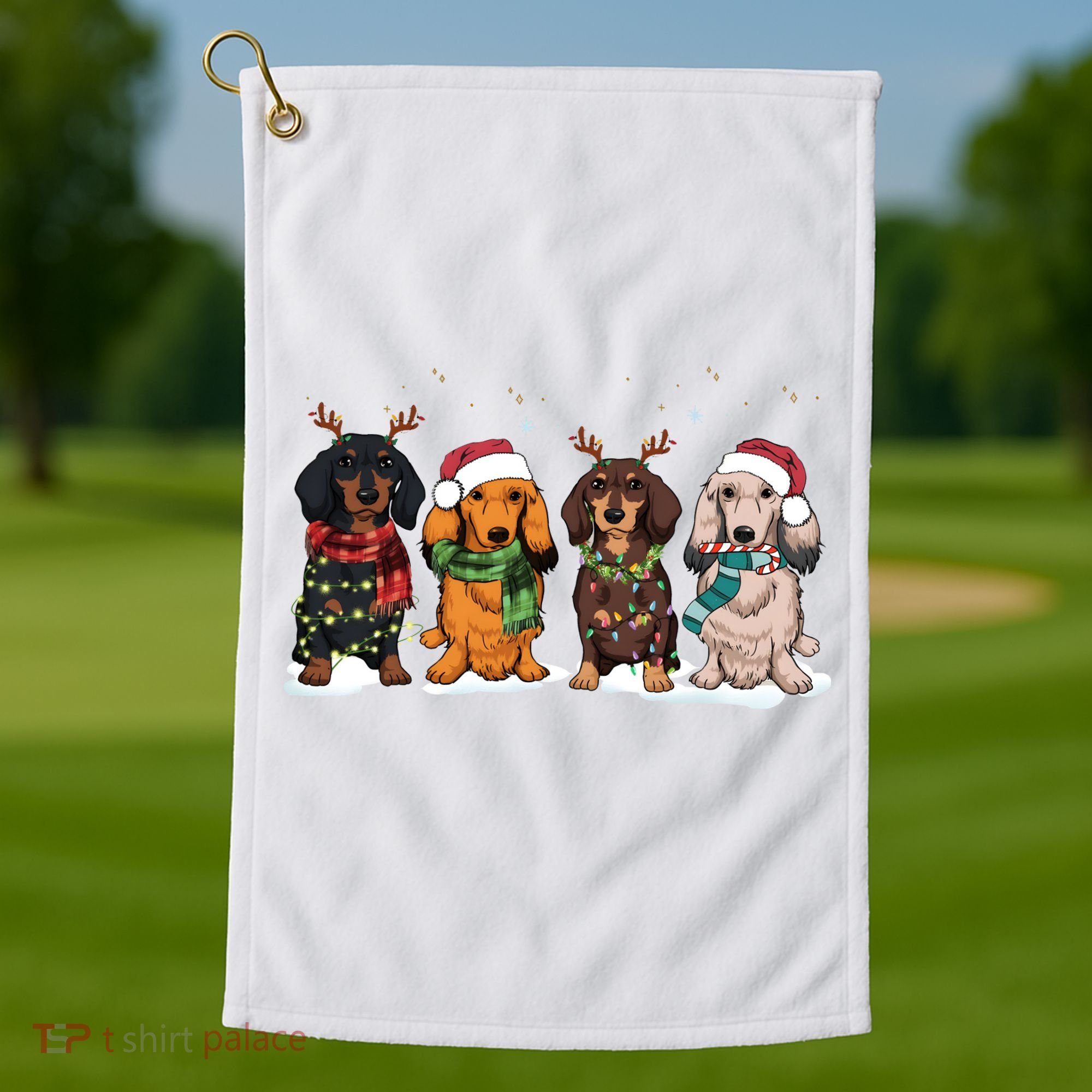 Dachshund Christmas Dog Lover Family Golf Towel