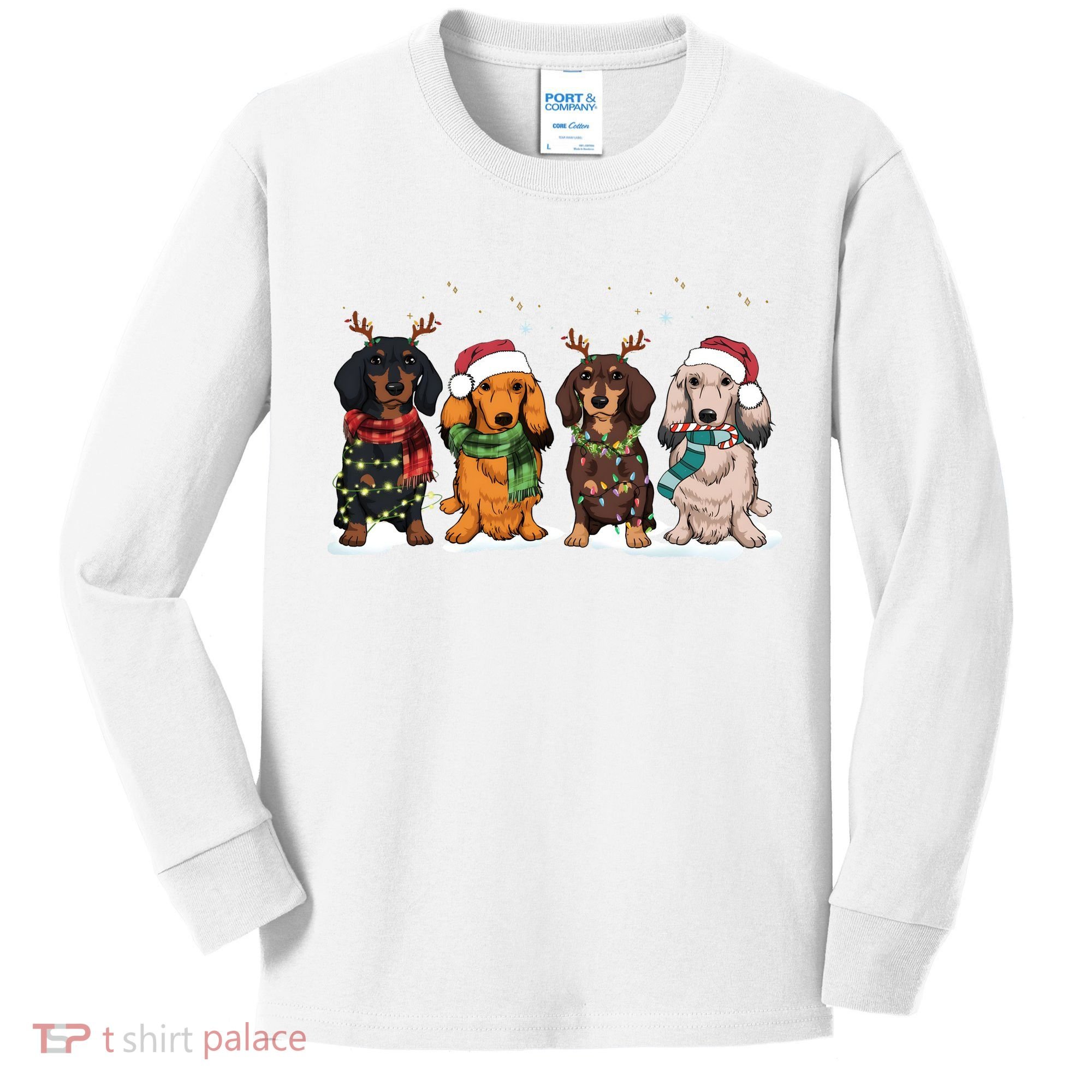 Dachshund Christmas Dog Lover Family Kids Long Sleeve Shirt