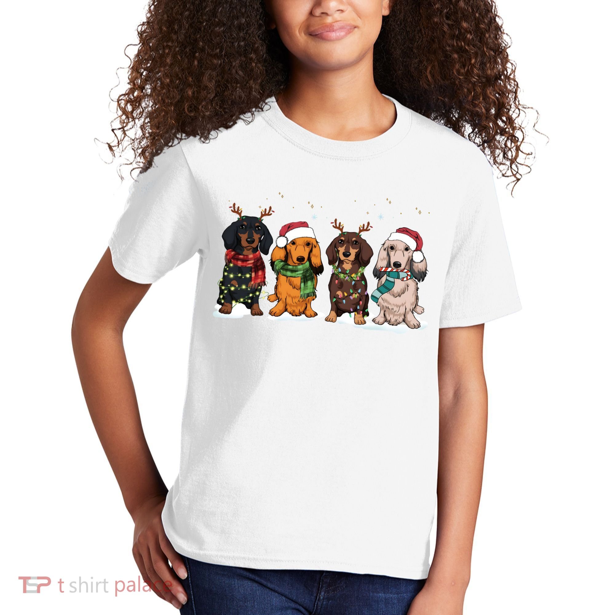 Dachshund Christmas Dog Lover Family Kids T-Shirt