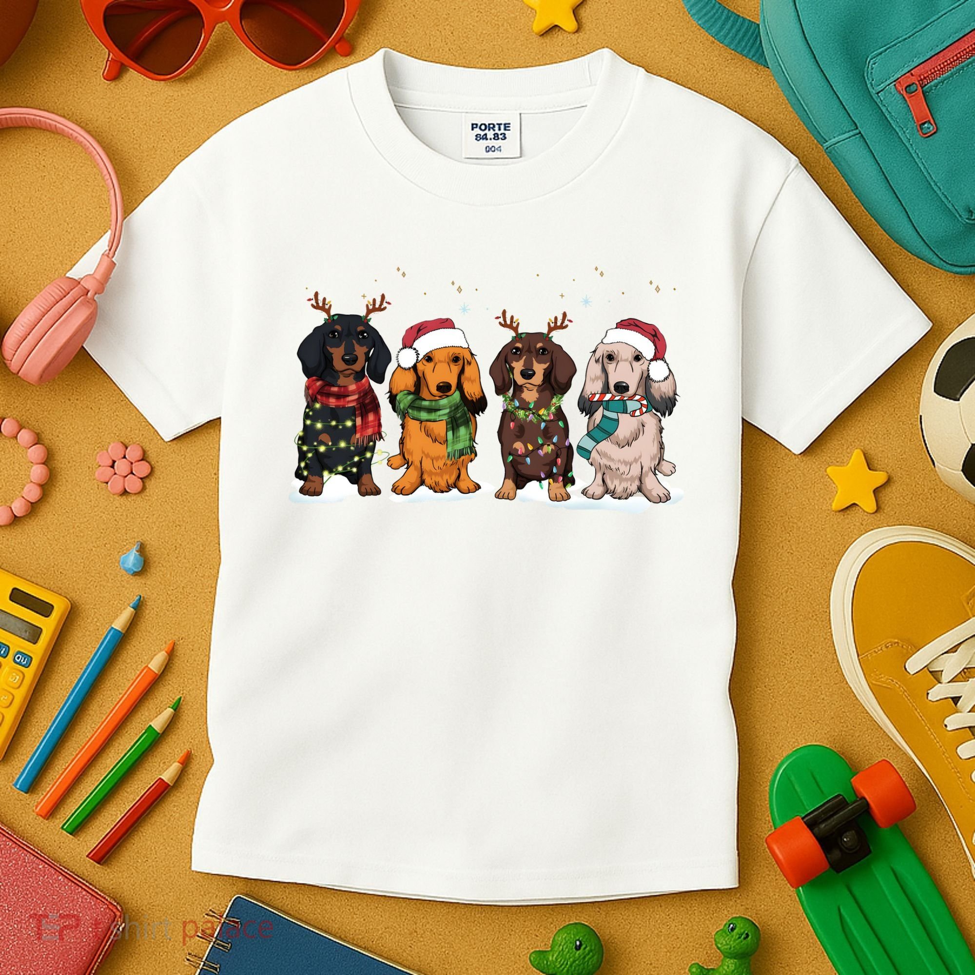 Dachshund Christmas Dog Lover Family Kids T-Shirt