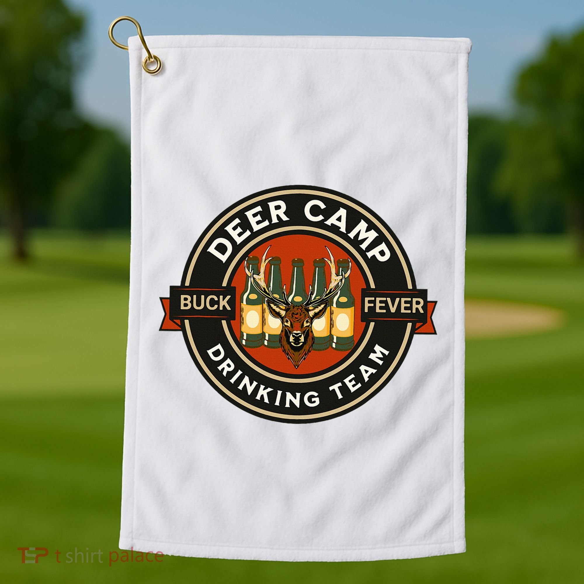 Deer Camp Drinking Team Funny Hunting Golf Towel