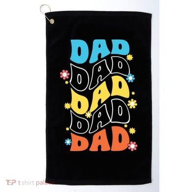 Dad Colorful Floral Retro Hippie Golf Towel