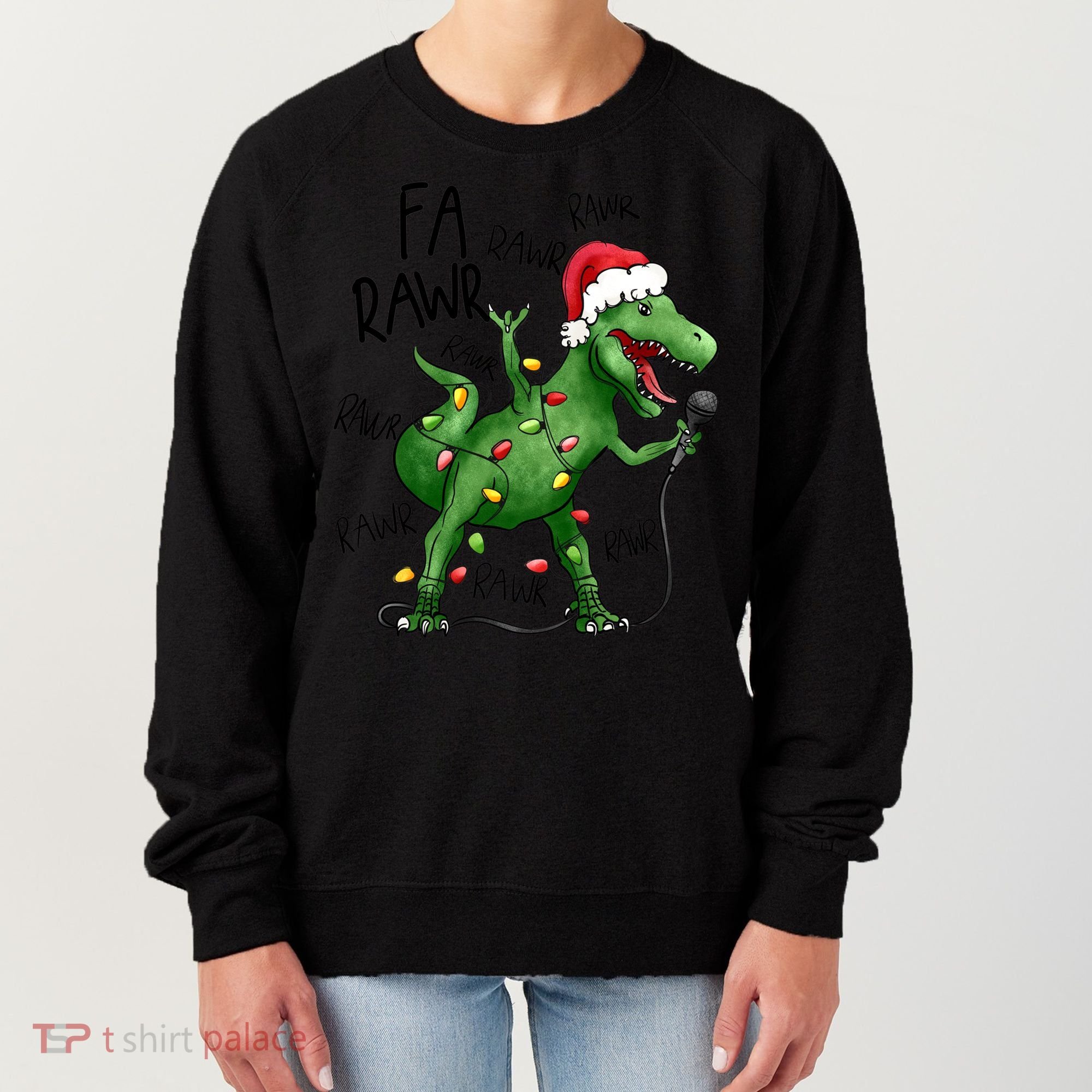 Dinosaur Christmas Fa Ra Rawr Tree Rex Xmas Dino Gift Women's Sweatshirt
