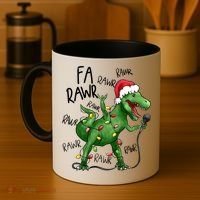 Dinosaur Christmas Fa Ra Rawr Tree Rex Xmas Dino Gift Coffee Mug thumb 4