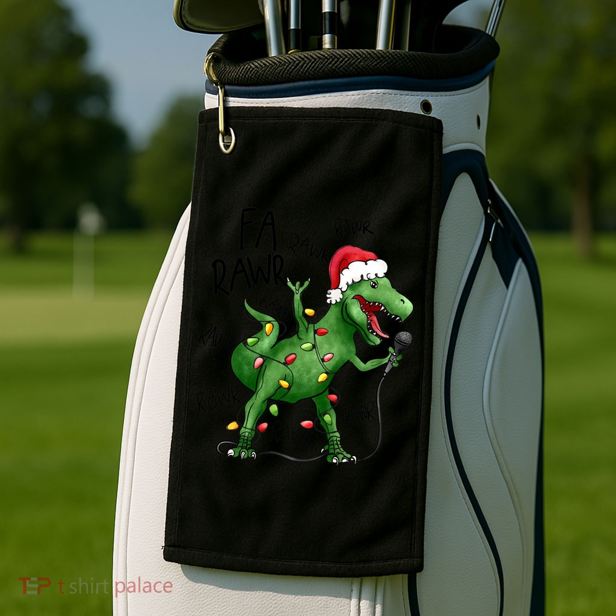 Dinosaur Christmas Fa Ra Rawr Tree Rex Xmas Dino Gift Golf Towel