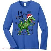 Dinosaur Christmas Fa Ra Rawr Tree Rex Xmas Dino Gift Women's Long Sleeve Shirt thumb 0