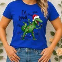 Dinosaur Christmas Fa Ra Rawr Tree Rex Xmas Dino Gift Women's T-Shirt thumb 2