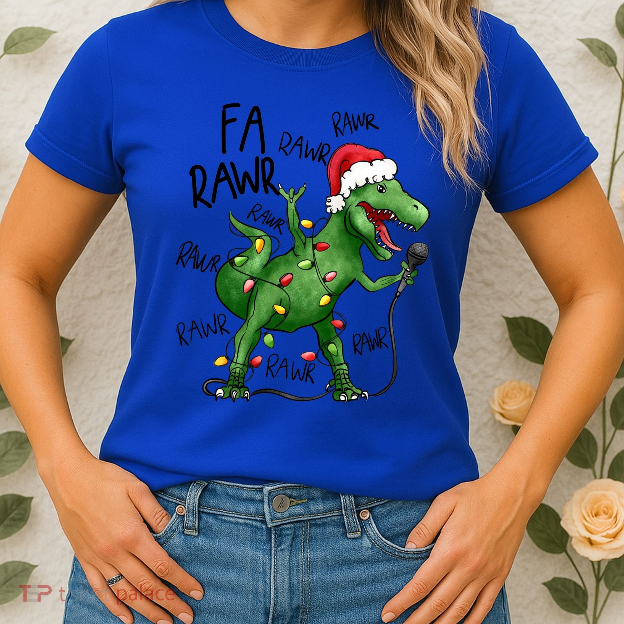 Dinosaur Christmas Fa Ra Rawr Tree Rex Xmas Dino Gift Women's T-Shirt
