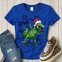 Dinosaur Christmas Fa Ra Rawr Tree Rex Xmas Dino Gift Women's T-Shirt thumb 3