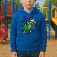 Dinosaur Christmas Fa Ra Rawr Tree Rex Xmas Dino Gift Kids Hoodie thumb 2