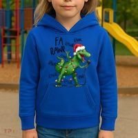 Dinosaur Christmas Fa Ra Rawr Tree Rex Xmas Dino Gift Kids Hoodie thumb 3