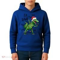 Dinosaur Christmas Fa Ra Rawr Tree Rex Xmas Dino Gift Kids Hoodie thumb 4