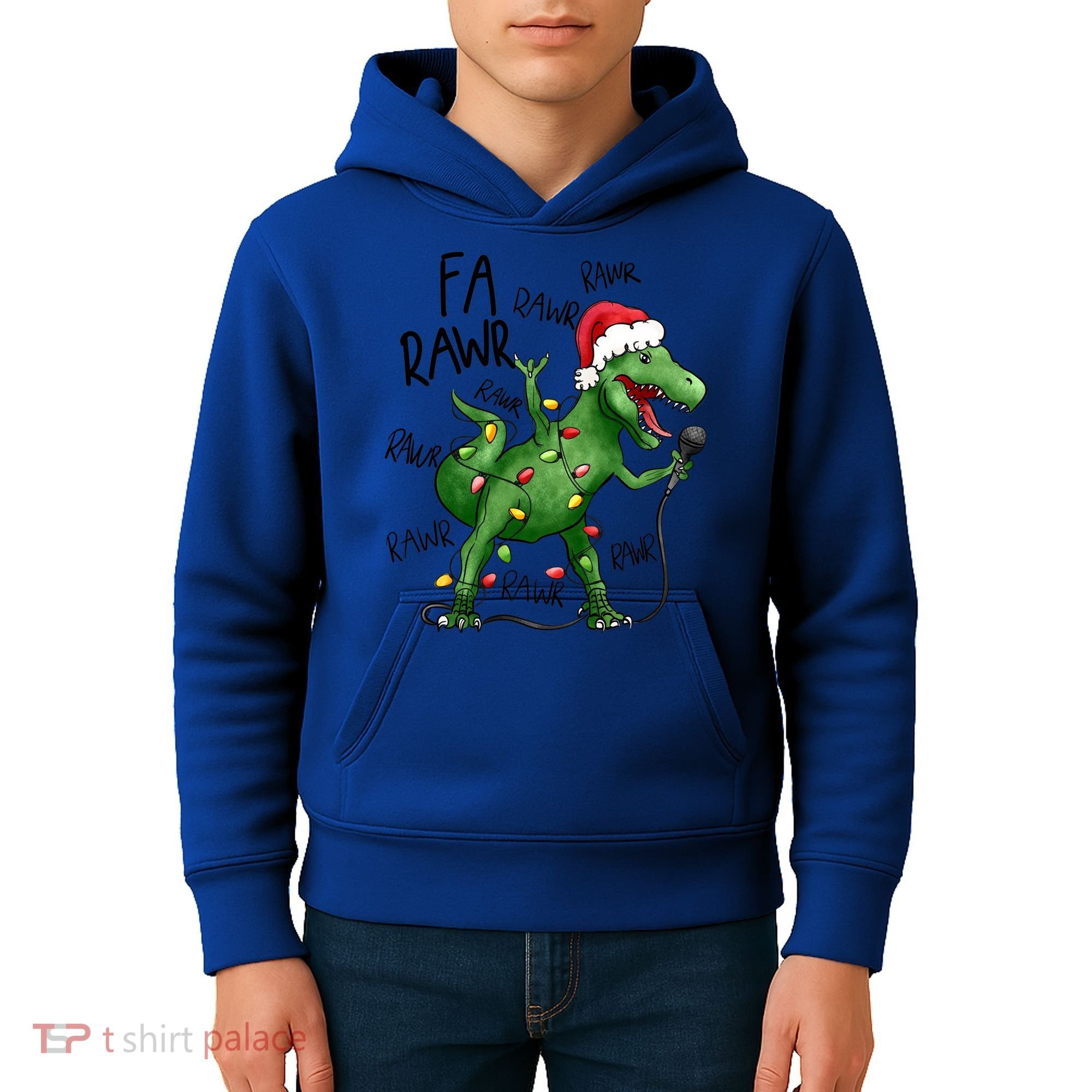 Dinosaur Christmas Fa Ra Rawr Tree Rex Xmas Dino Gift Kids Hoodie