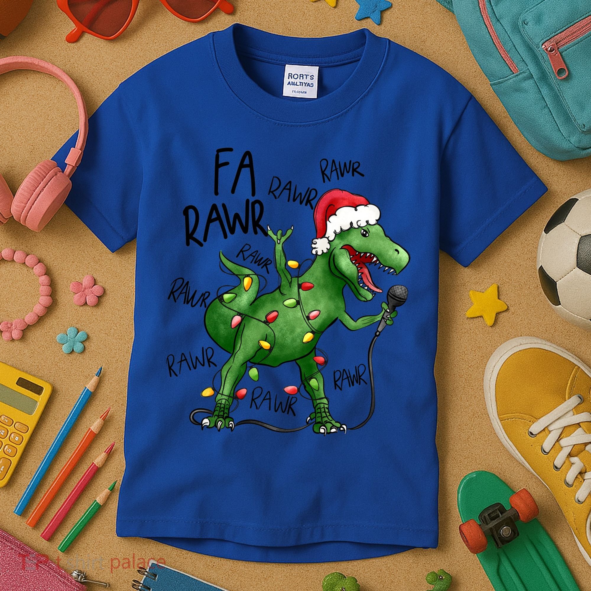 Dinosaur Christmas Fa Ra Rawr Tree Rex Xmas Dino Gift Kids T-Shirt