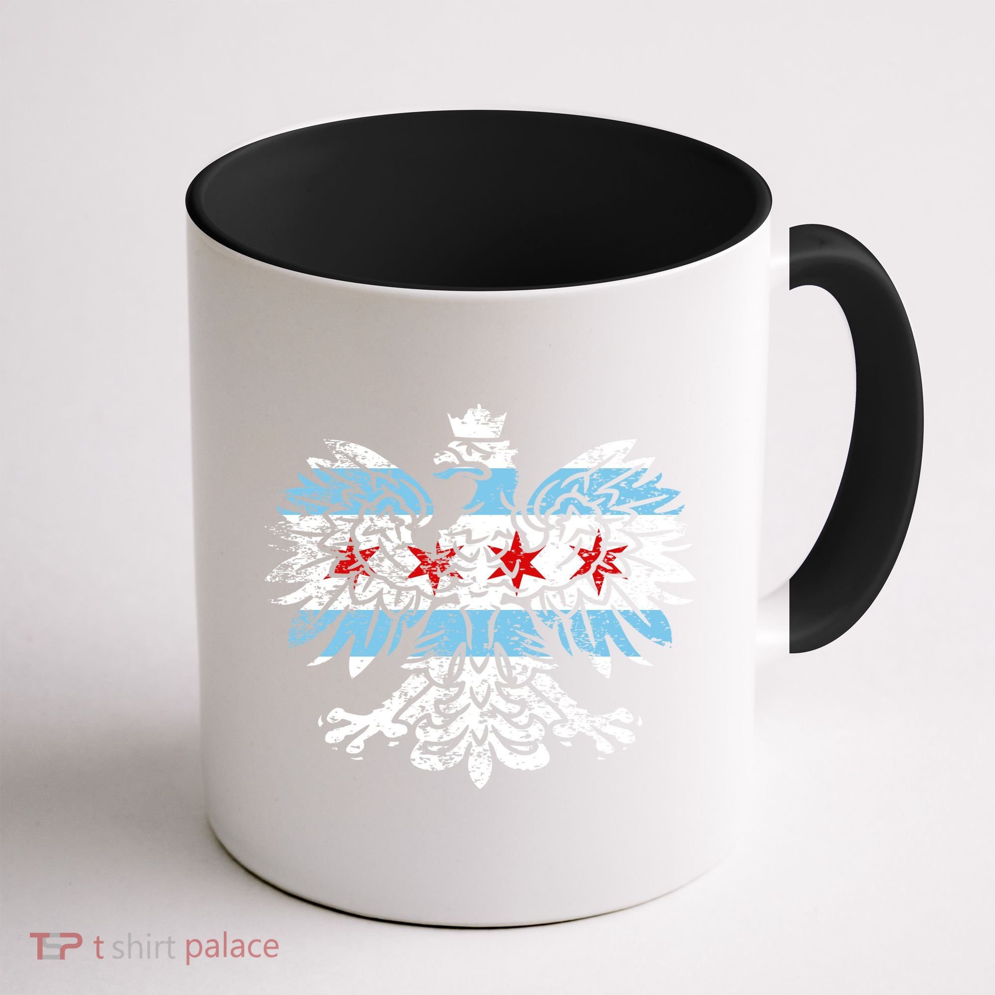 Distressed Chicago Flag Polish Poland Eagle Coffee Mug