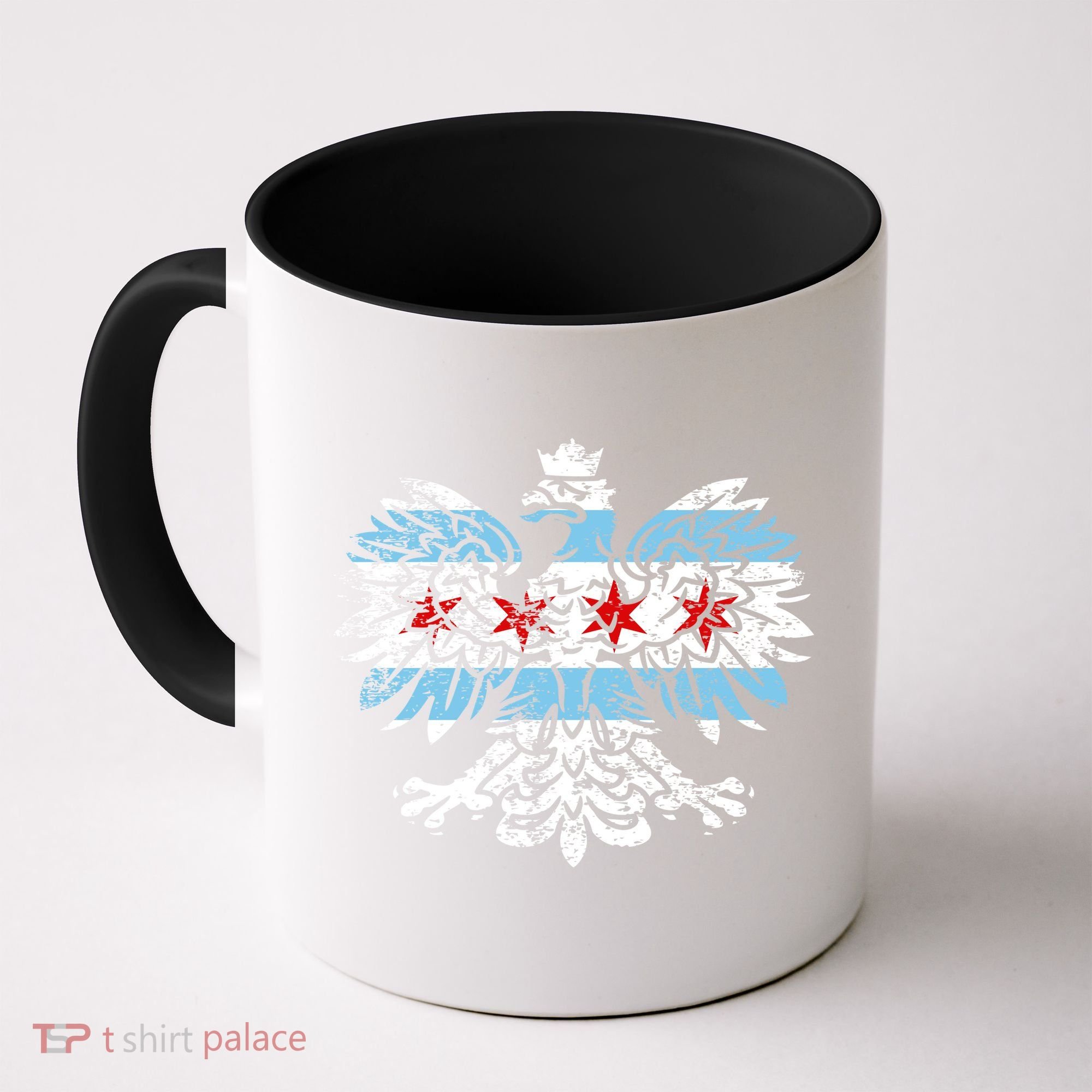 Distressed Chicago Flag Polish Poland Eagle Coffee Mug