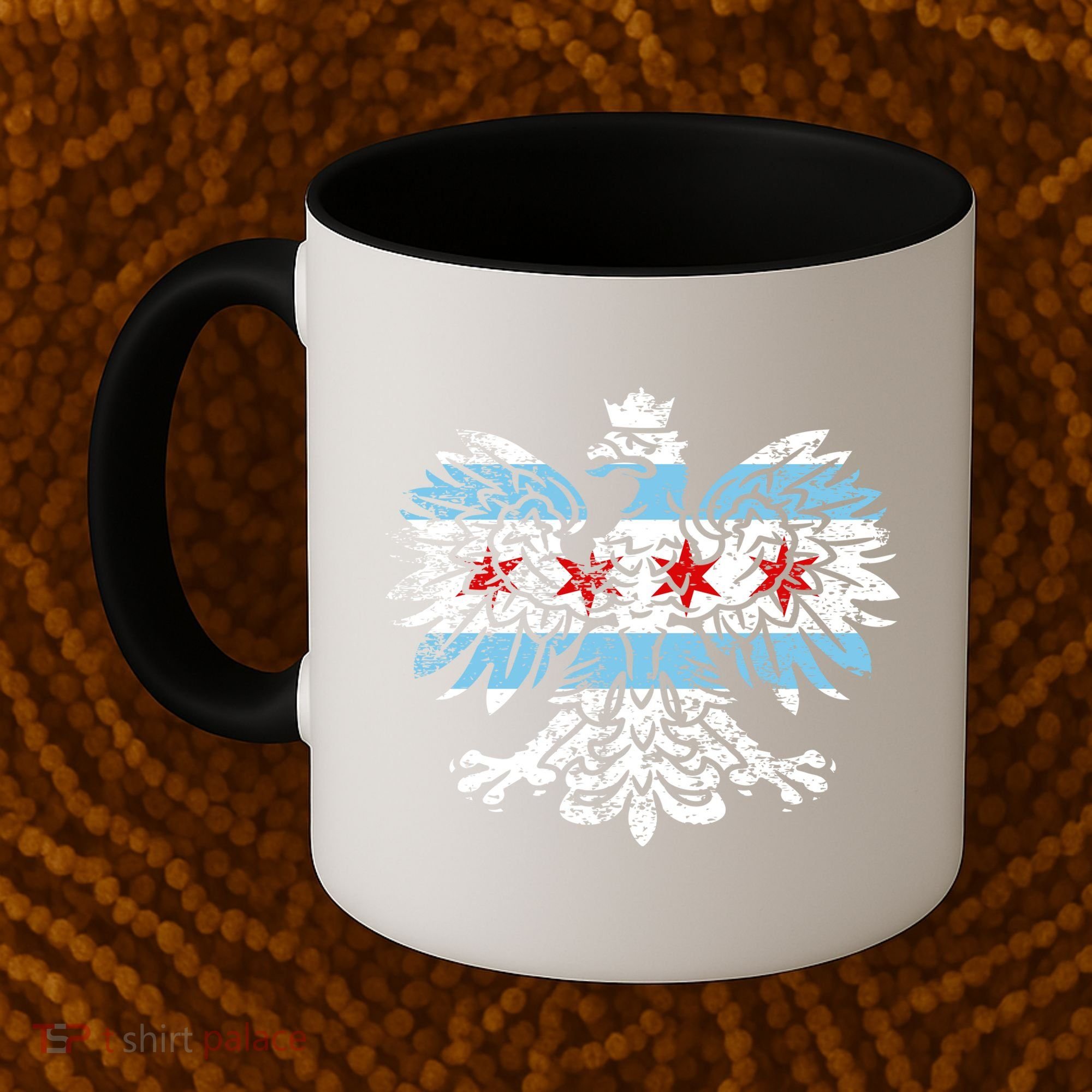 Distressed Chicago Flag Polish Poland Eagle Coffee Mug