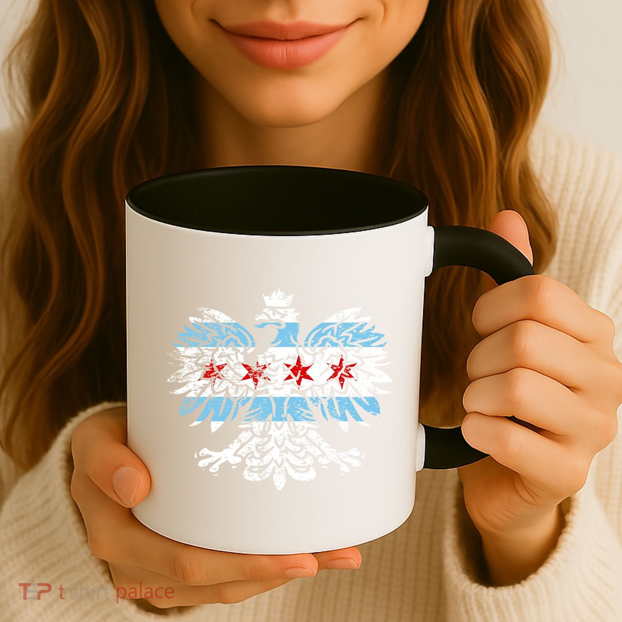 Distressed Chicago Flag Polish Poland Eagle Coffee Mug