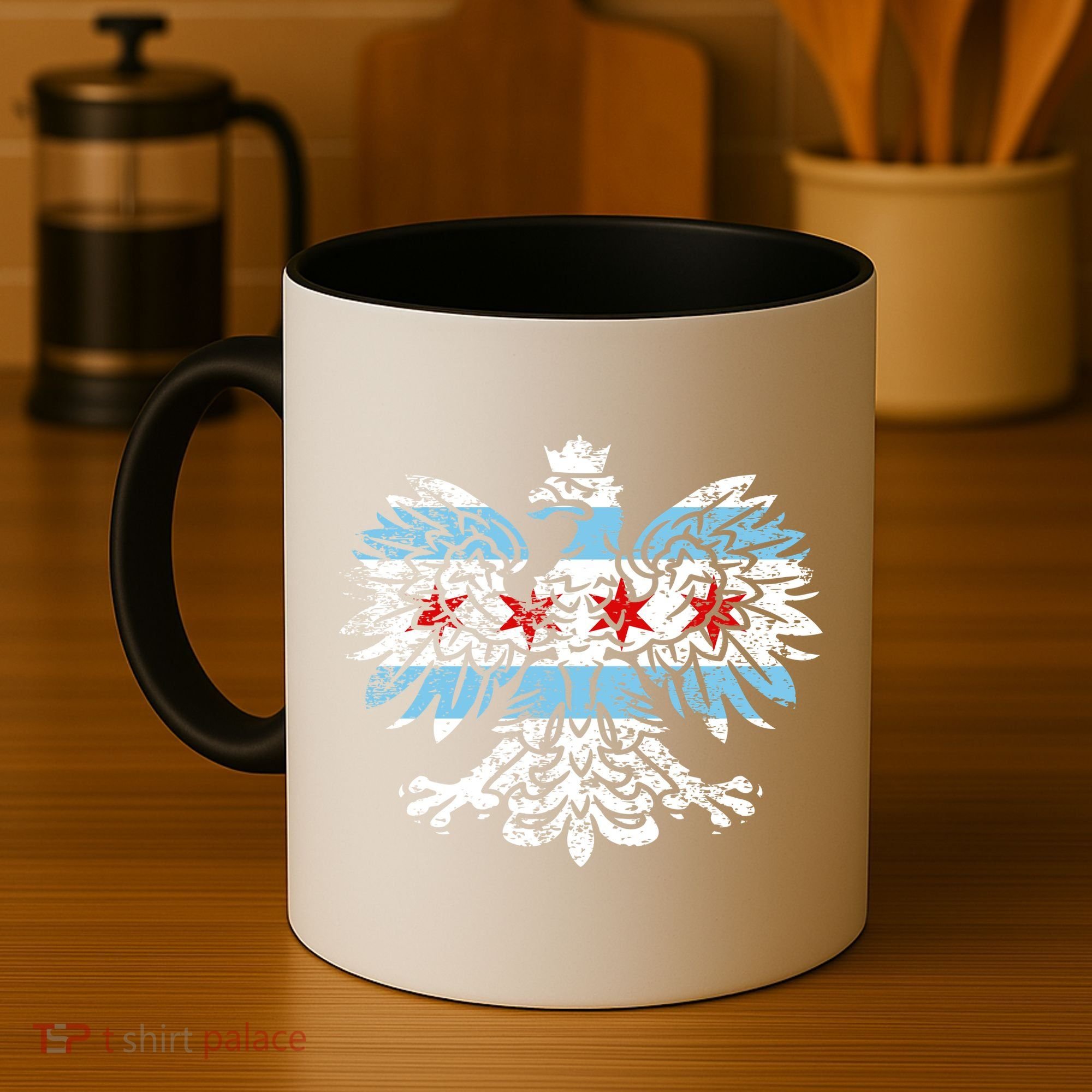 Distressed Chicago Flag Polish Poland Eagle Coffee Mug