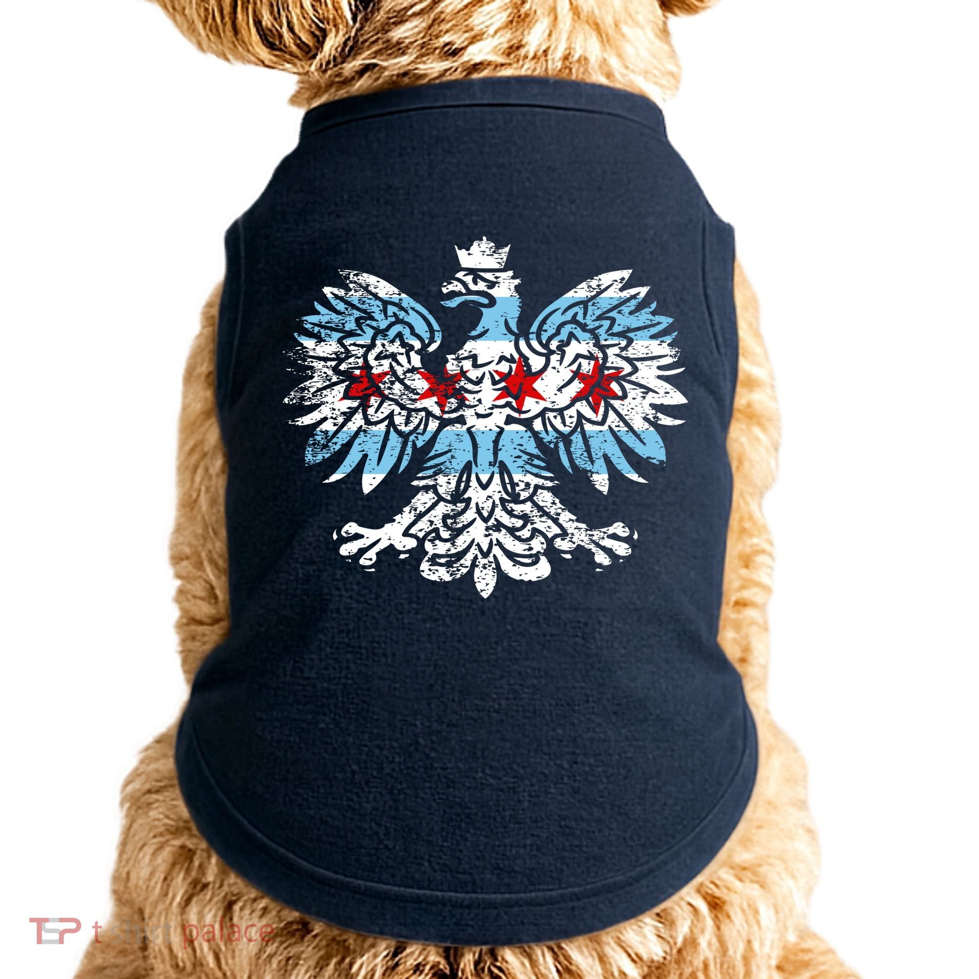 Distressed Chicago Flag Polish Poland Eagle Doggie Tank