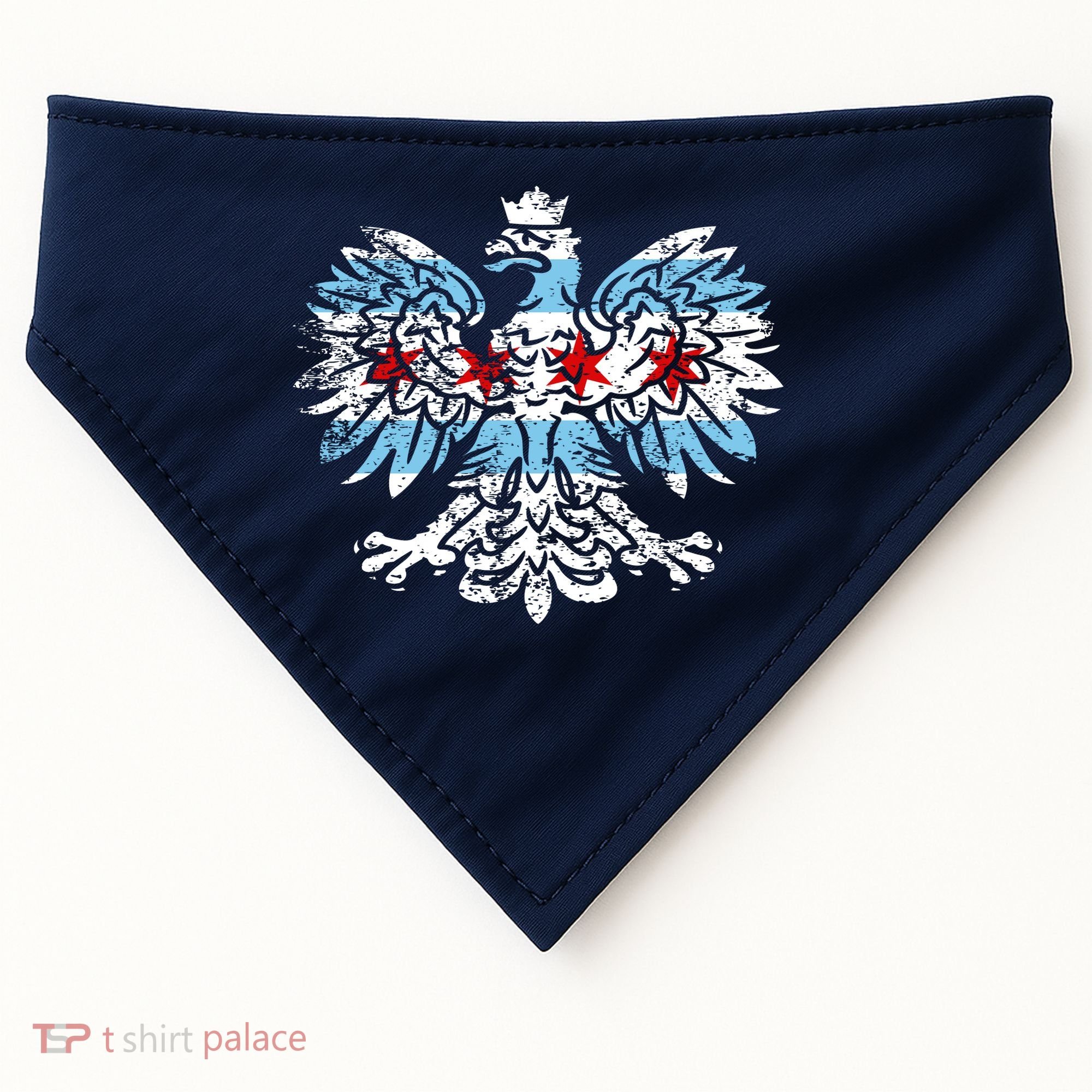 Distressed Chicago Flag Polish Poland Eagle USA-Made Doggie Bandana