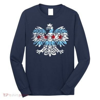 Distressed Chicago Flag Polish Poland Eagle Long Sleeve Shirt