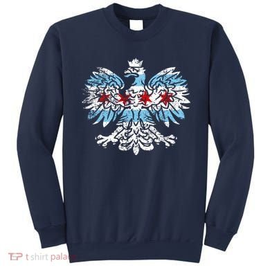Distressed Chicago Flag Polish Poland Eagle Sweatshirt
