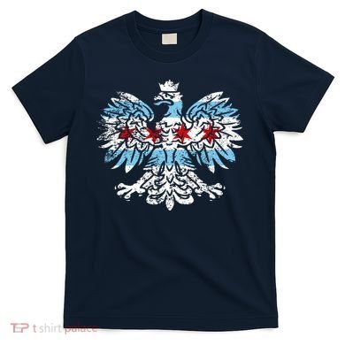 Distressed Chicago Flag Polish Poland Eagle T-Shirt