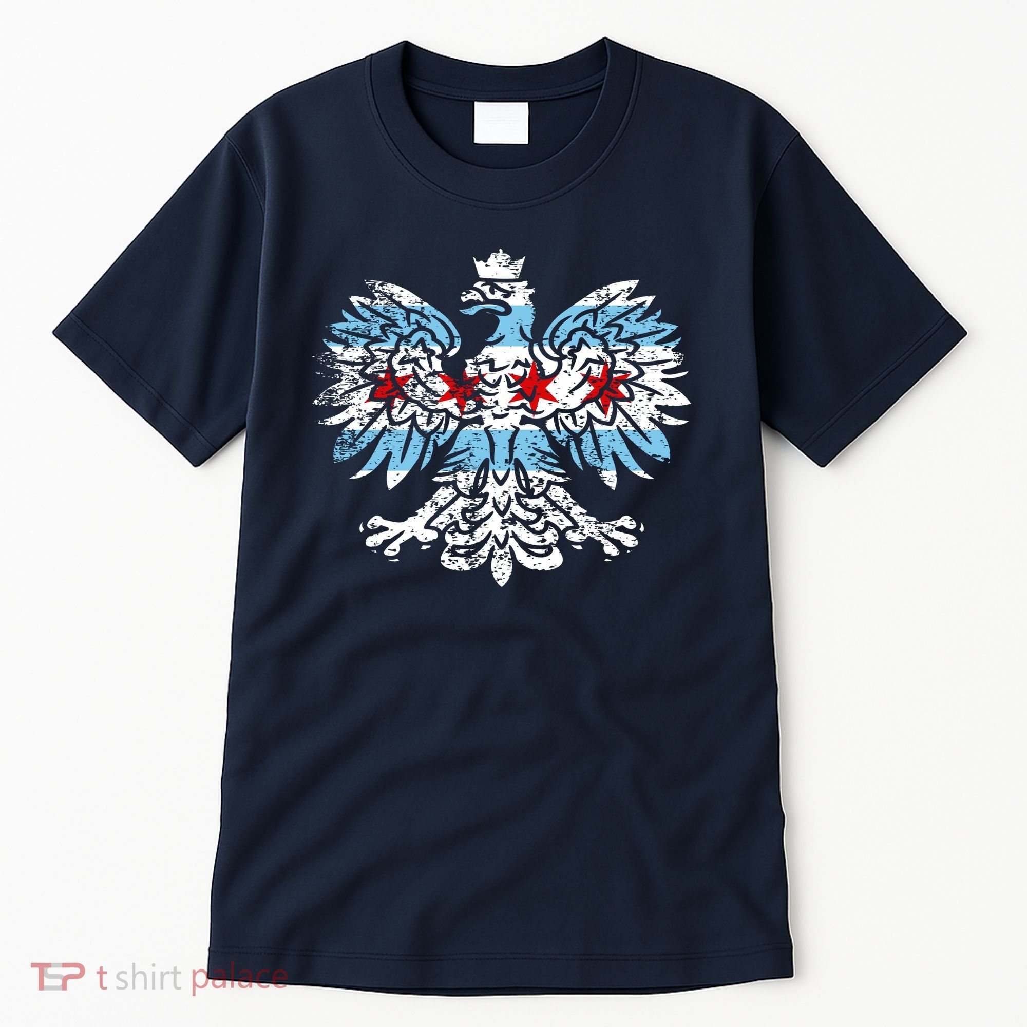 Distressed Chicago Flag Polish Poland Eagle Tall T-Shirt