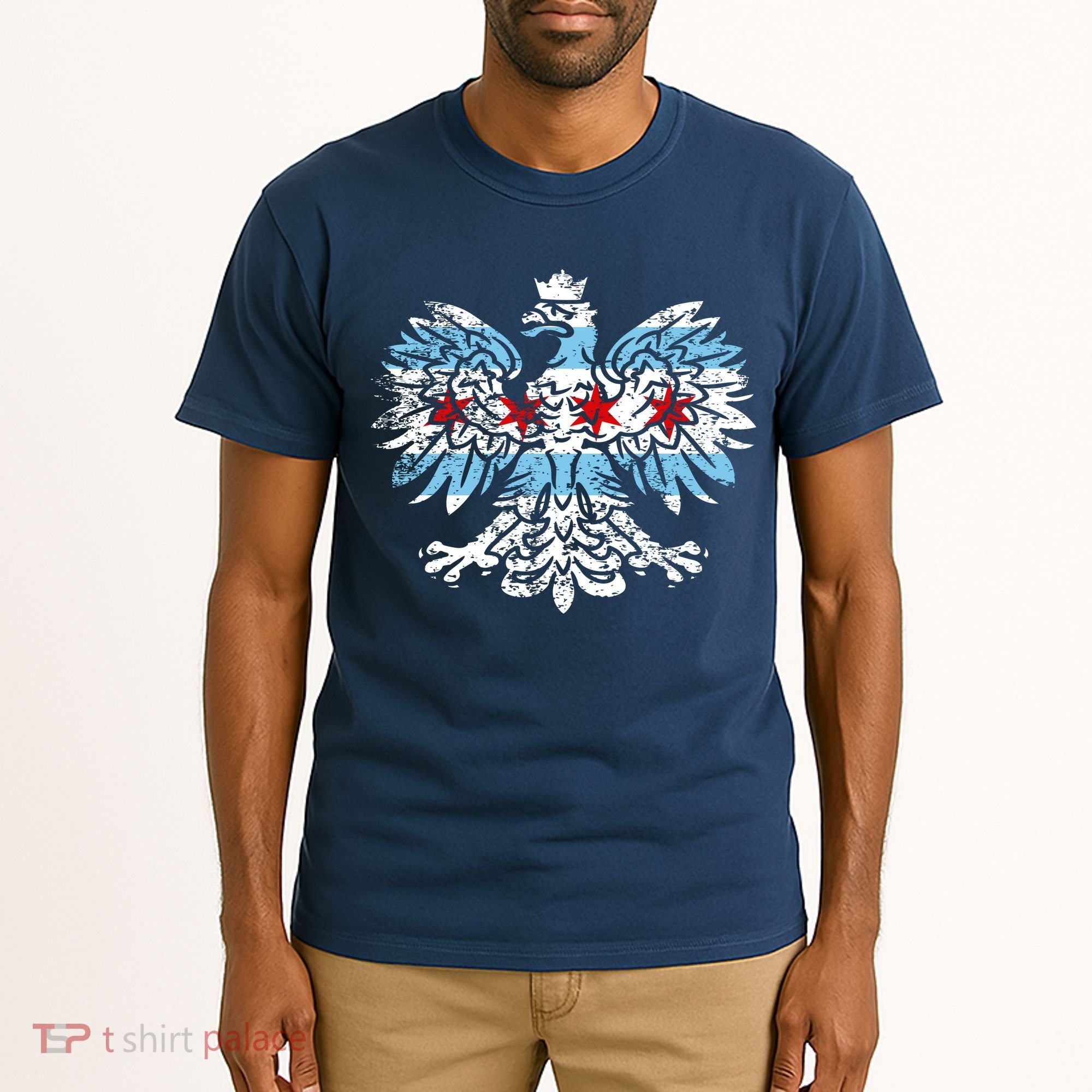 Distressed Chicago Flag Polish Poland Eagle Tall T-Shirt