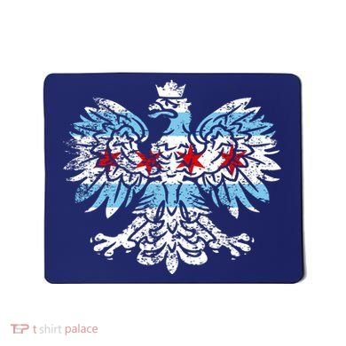 Distressed Chicago Flag Polish Poland Eagle Mousepad