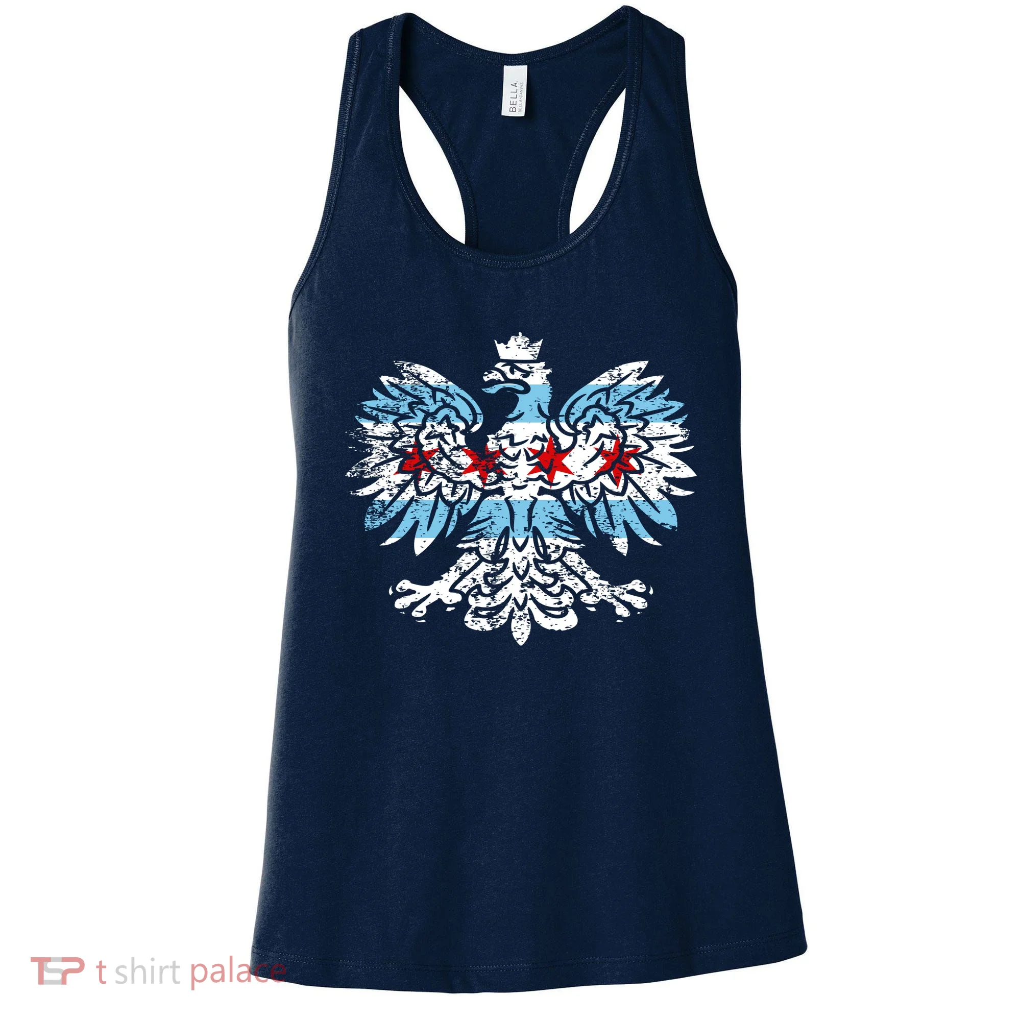 Distressed Chicago Flag Polish Poland Eagle Women's Tank Top