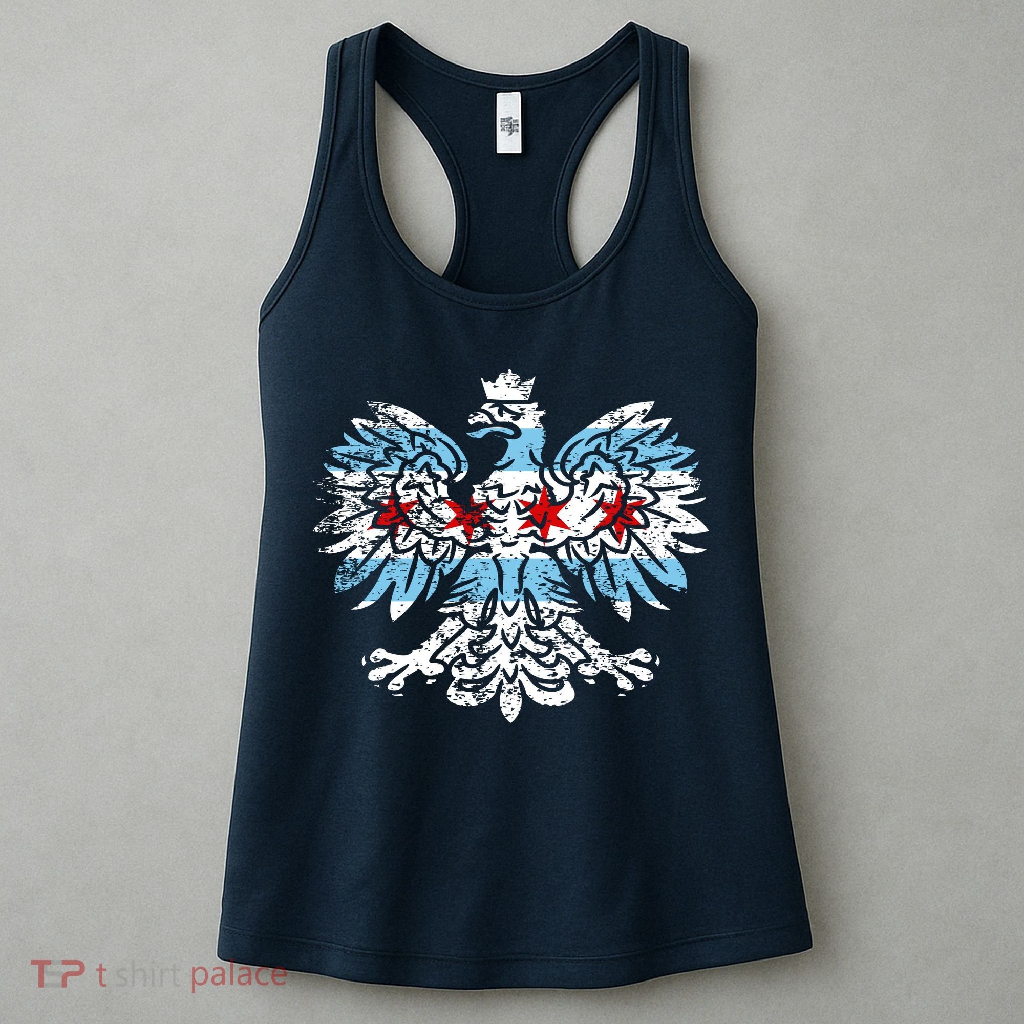 Distressed Chicago Flag Polish Poland Eagle Women's Tank Top