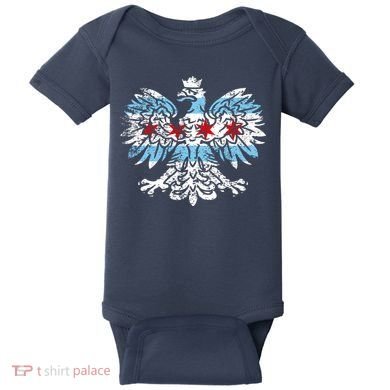 Distressed Chicago Flag Polish Poland Eagle Baby Bodysuit