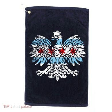 Distressed Chicago Flag Polish Poland Eagle Golf Towel