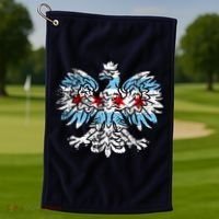 Distressed Chicago Flag Polish Poland Eagle Golf Towel thumb 1