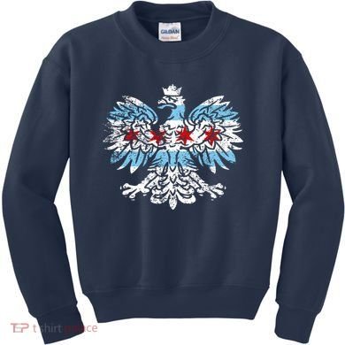 Distressed Chicago Flag Polish Poland Eagle Kids Sweatshirt