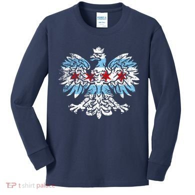 Distressed Chicago Flag Polish Poland Eagle Kids Long Sleeve Shirt