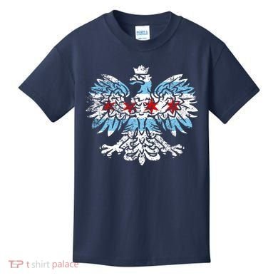 Distressed Chicago Flag Polish Poland Eagle Kids T-Shirt