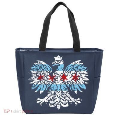 Distressed Chicago Flag Polish Poland Eagle Bag