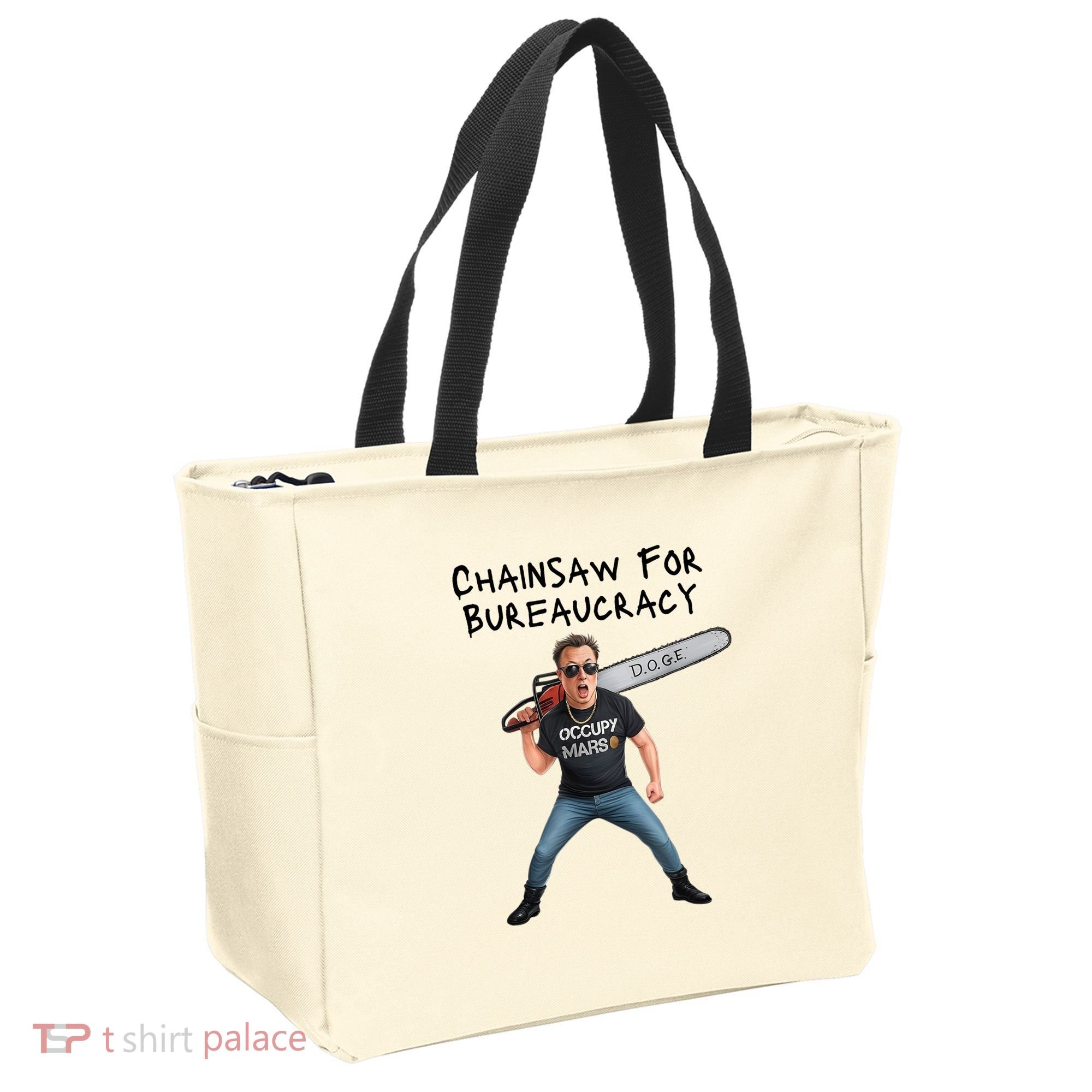 D.O.G.E. Chainsaw For Bureaucracy Meme Political Humor Tote Bag