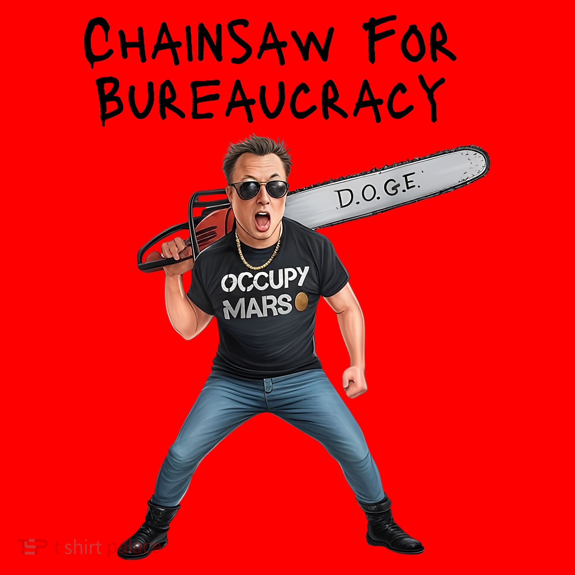 D.O.G.E. Chainsaw For Bureaucracy Meme Political Humor Santa Hat