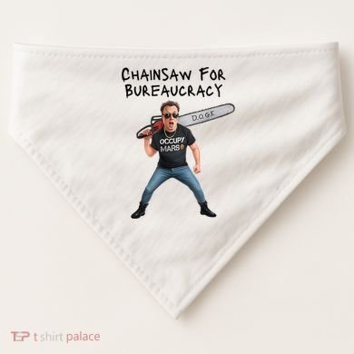 D.O.G.E. Chainsaw For Bureaucracy Meme Political Humor USA-Made Doggie Bandana