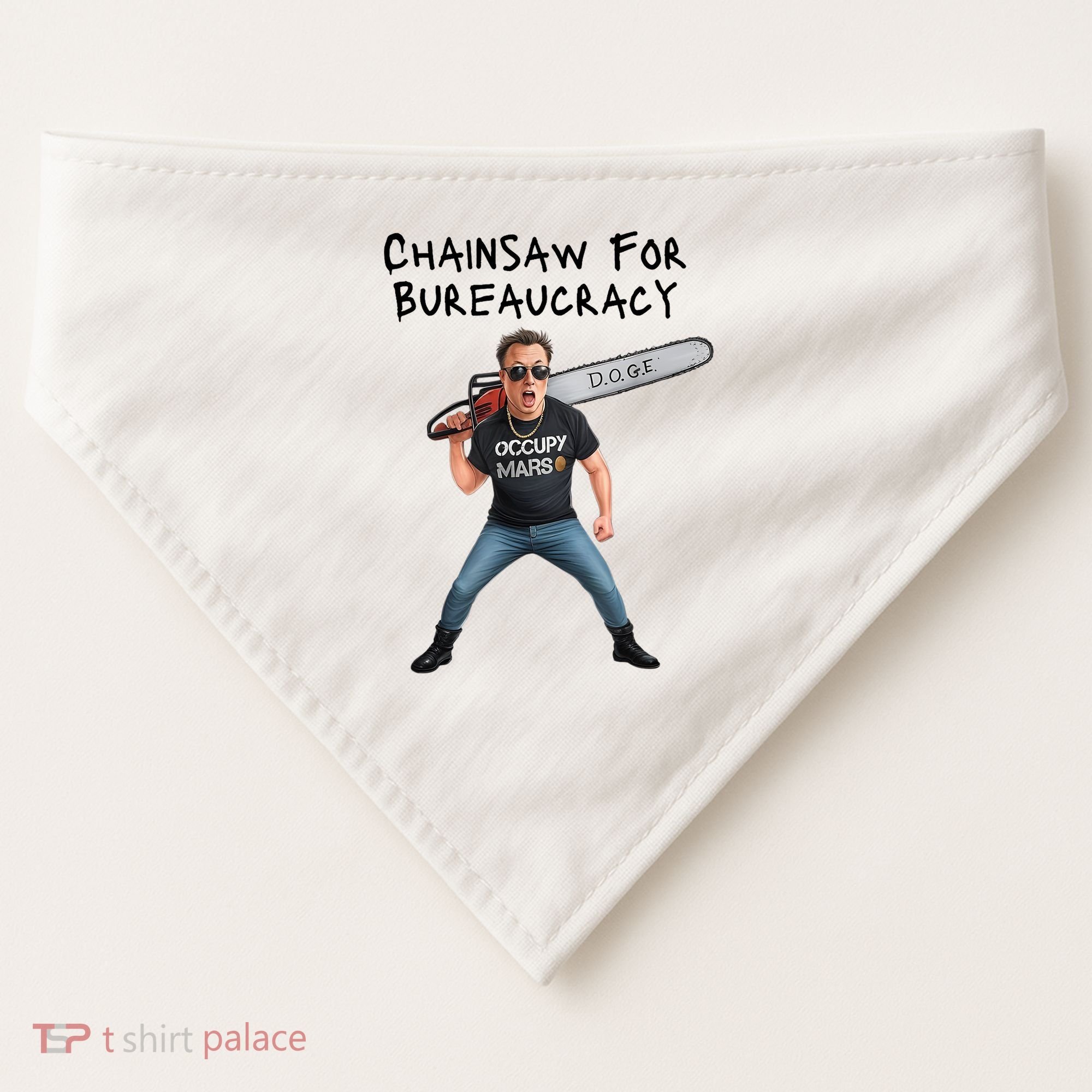 D.O.G.E. Chainsaw For Bureaucracy Meme Political Humor USA-Made Doggie Bandana
