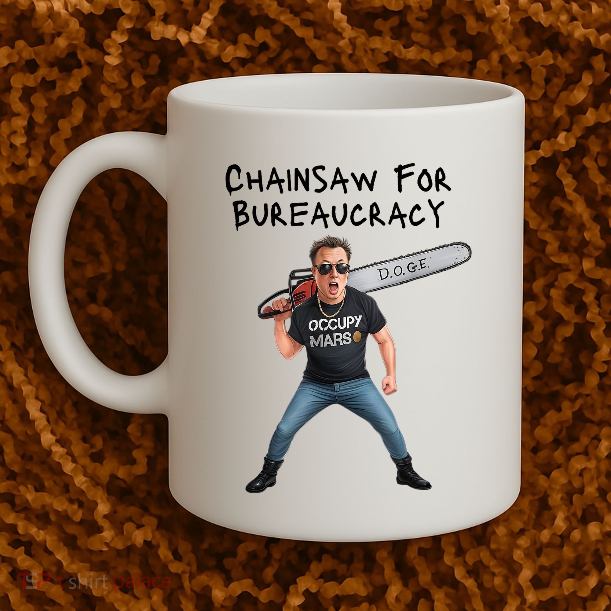 D.O.G.E. Chainsaw For Bureaucracy Meme Political Humor Coffee Mug