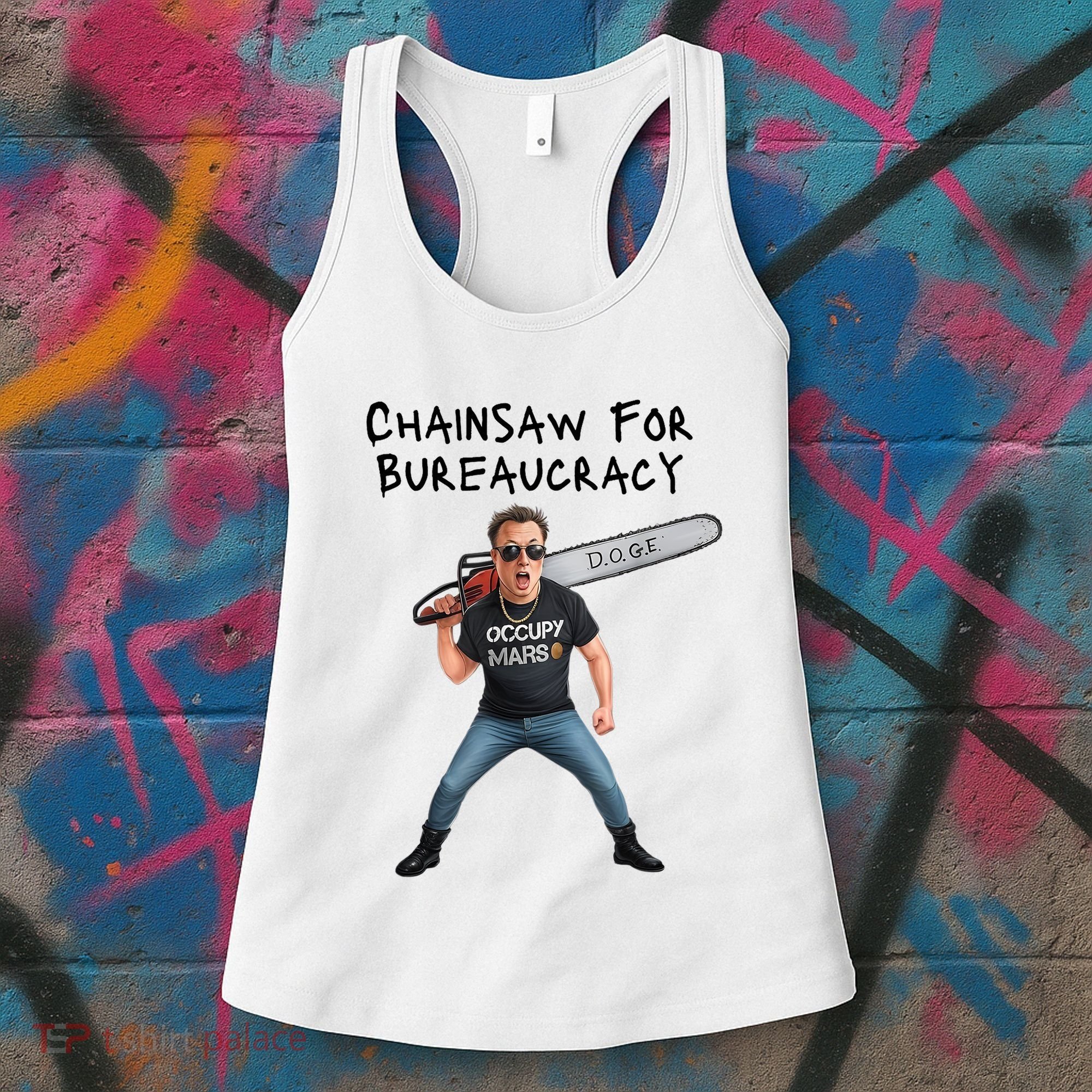 D.O.G.E. Chainsaw For Bureaucracy Meme Political Humor Women's Tank Top