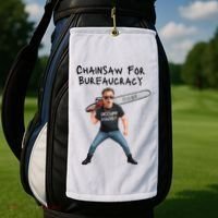 D.O.G.E. Chainsaw For Bureaucracy Meme Political Humor Golf Towel thumb 2
