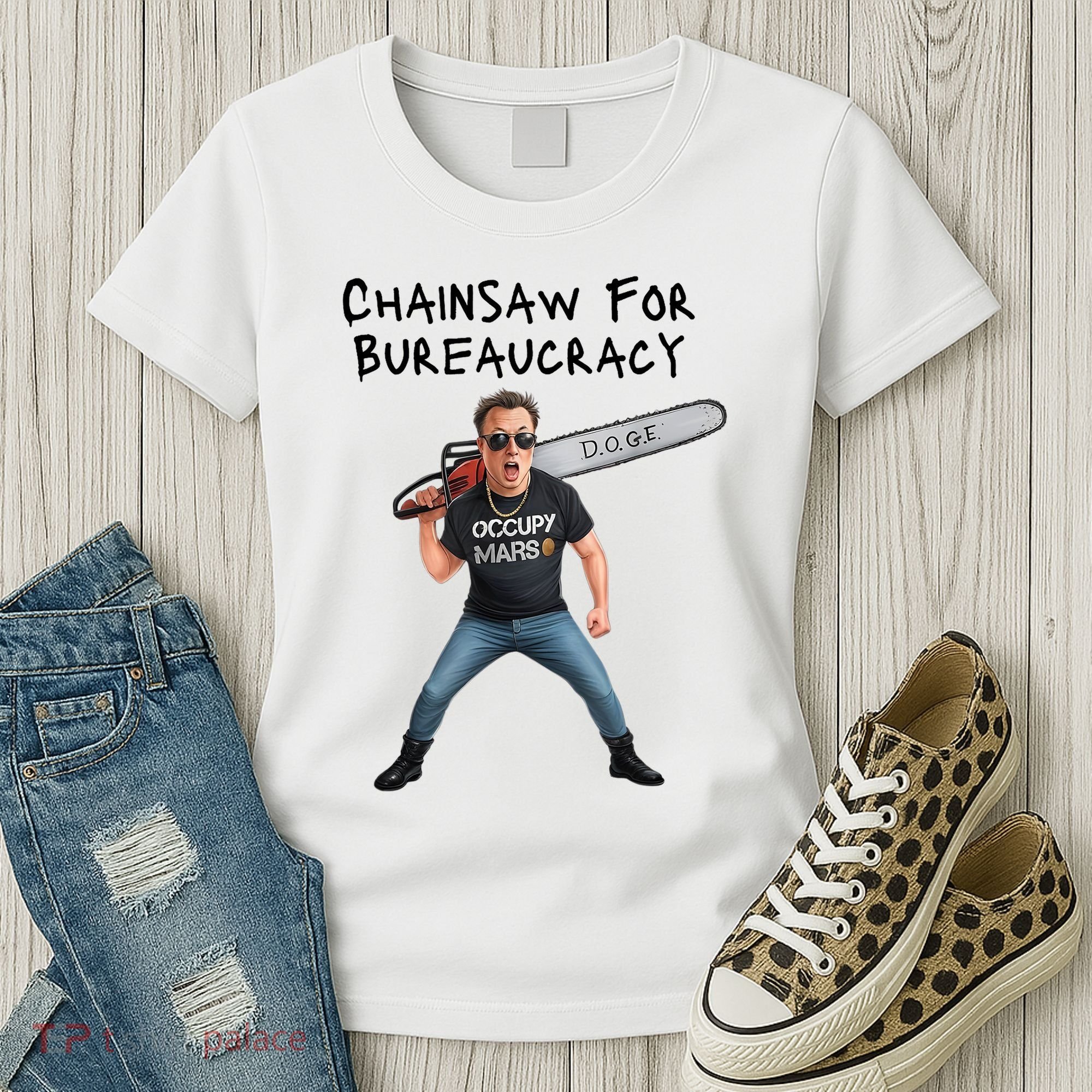 D.O.G.E. Chainsaw For Bureaucracy Meme Political Humor Women's T-Shirt